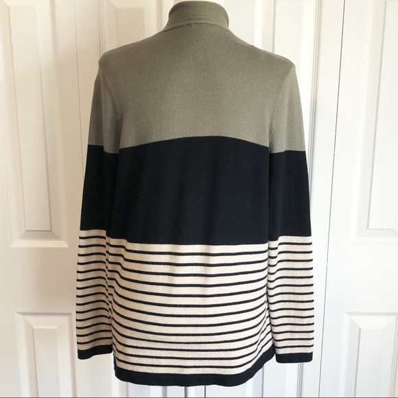 Staccato Color Blocked Stripe Open Front Cardigan Sweater - Picture 12 of 14